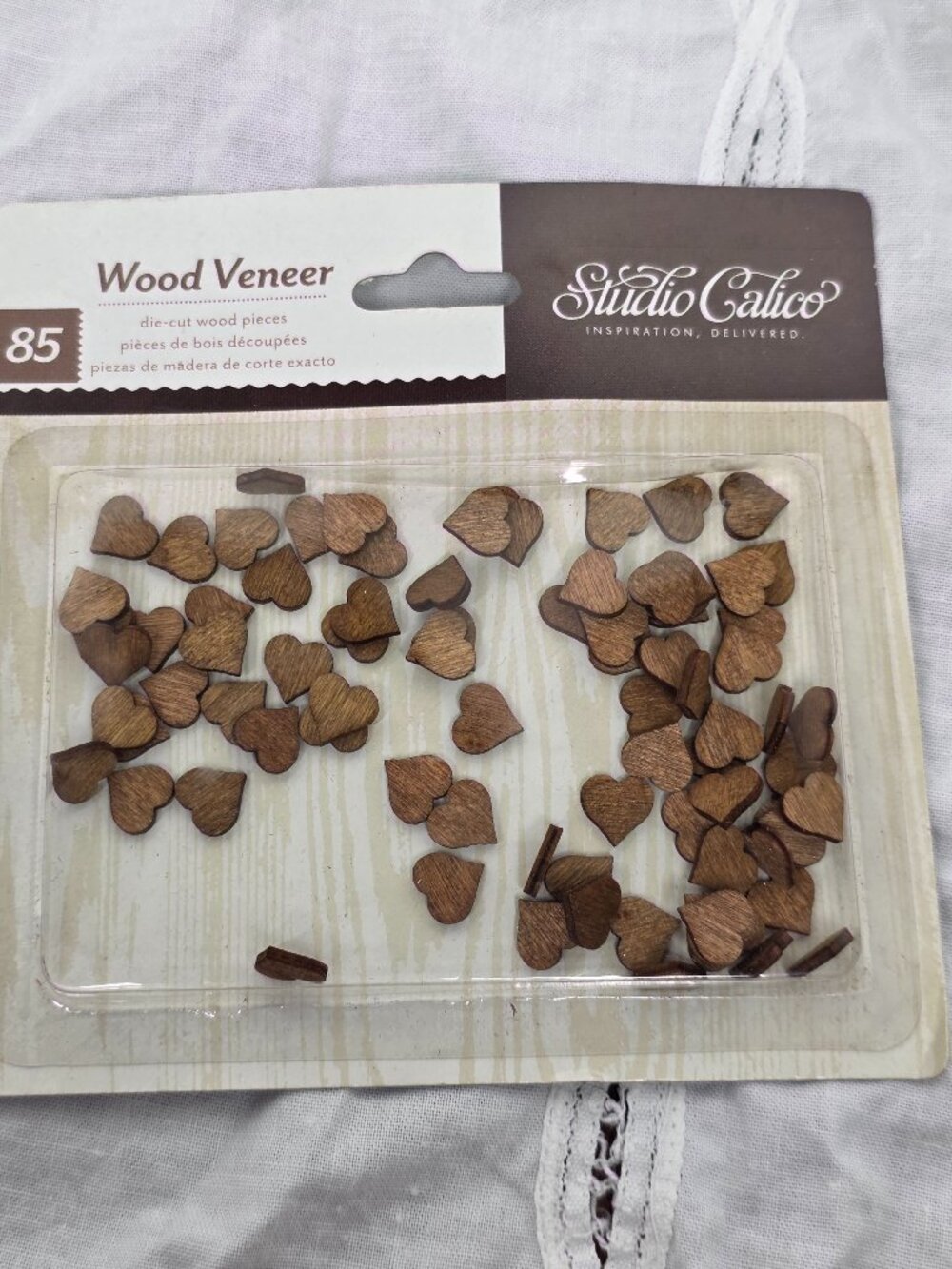 Studio Calico Hearts Wood Veneer 85 Pieces Die Cut Card Embellishments Applique